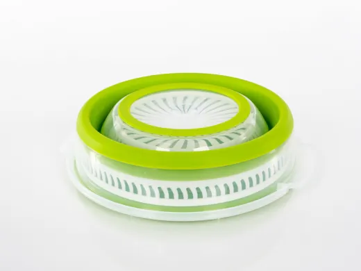 faltbare Salatschleuder, lime/weiß, auch Sieb & Schüssel, mit Deckel