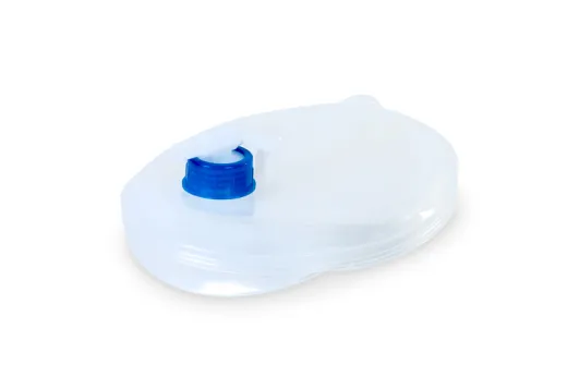 Faltbarer 5 Liter Wasserkanister 24x15cm,transparent, Deckel blau+Hahn