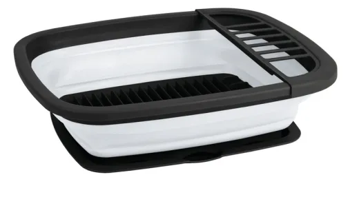 Faltbarer Silikon-Geschirrtrockner mit Abtropfschale