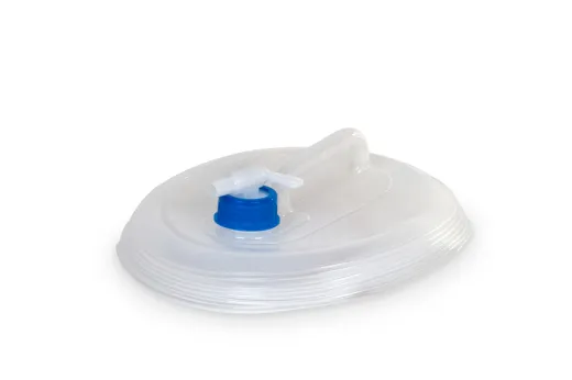 Faltbarer10 Liter Wasserkanister 28x19cm,transparent, Deckel blau+Hahn