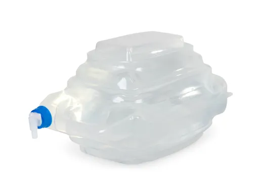 Faltbarer13L Wasserkanister 24,5x8,5x40 Transp., Deckel blau+Hahn