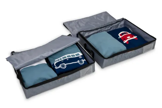 Faltbox HOLIDAY TRAVEL 2er Set,grau-meliert, B60xT45xH13cm, Einlegebod