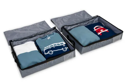 Faltbox HOLIDAY TRAVEL 2er Set,grau-meliert, B60xT45xH13cm, Einlegebod