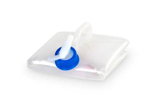 Faltkanister 5L, transparent, 18x18x18+ 4cm, Deckel+Hahn blau