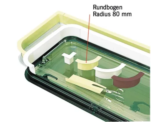 Fensterabdeckprofil, Fensterrahmen -Rundbogen Radius 80 mm