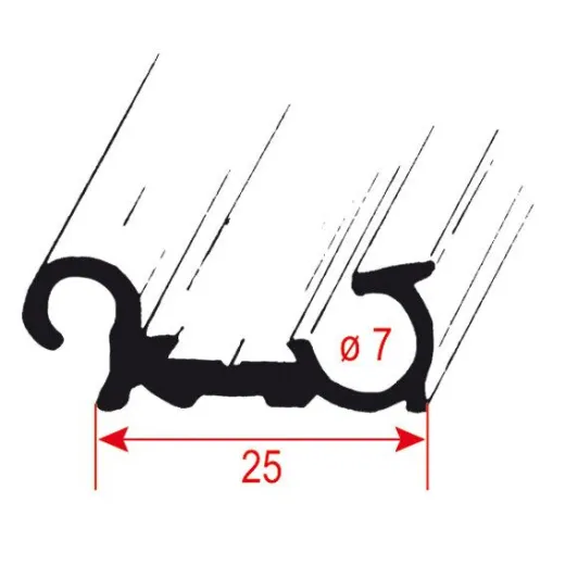 Fenstereinhängeschiene - 5 m x 25 mm, schwarz