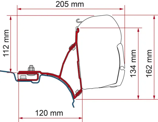 Fiamma Adapter F45 für VW T5/T6 Transporter Multivan - Schwarz - Rechtslenker