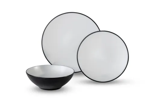 FJORD Premium Melamin Geschirrset in hochwertiger Two-Tone-Optik für 2 Personen