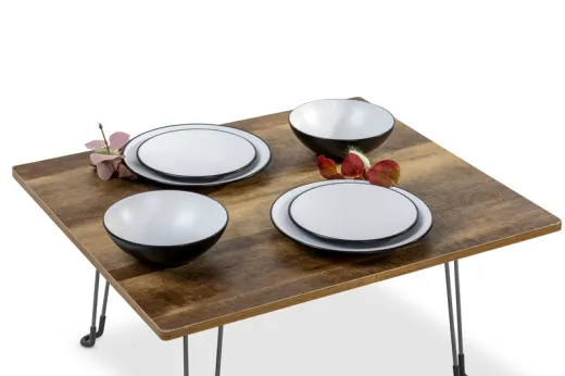 FJORD Premium Melamin Geschirrset in hochwertiger Two-Tone-Optik für 2 Personen