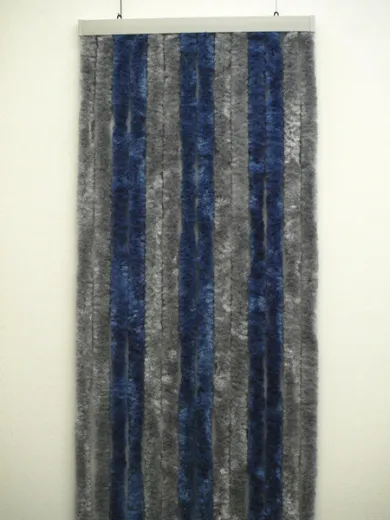 Flauschvorhang 56 x 185 cm, grau/dunkelblau für Caravantüren