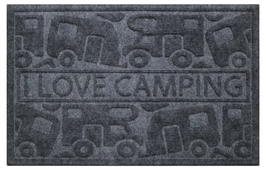 Fussmatte KERA KAMP 40x60cm, grau, PP/Gummi, Motiv: Motorhome/Caravan