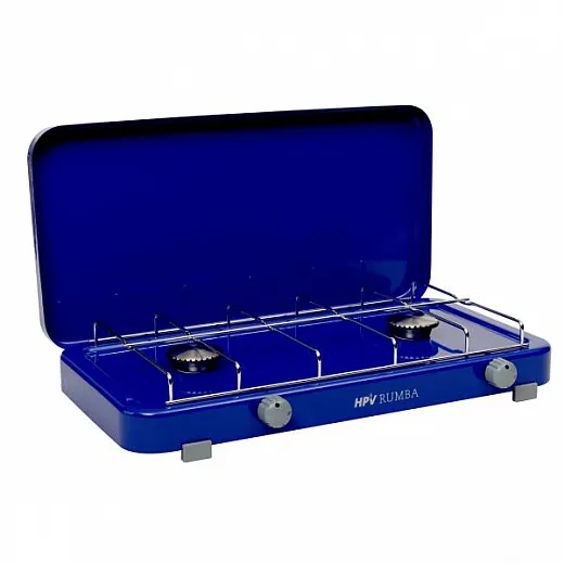 Gaskocher Rumba mit Zündsicherung 2Fl. blau, 50mbar