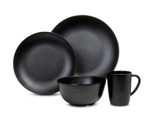 Geschirr-Set aus Melamin für 4 Personen - 16-teilig - Spülmaschinengeeignet