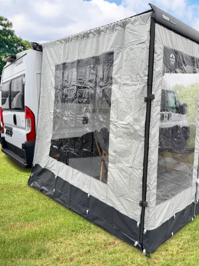 Girona - Wind-/Rainblocker - Seitenpanel, für Markisen-Auszug 250 cm, Befestigung mit Spannstangen