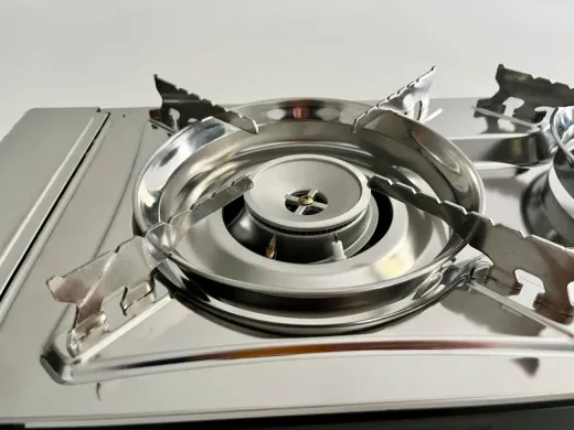 Gourmet Double Gaskartuschenkocher mit Zündsicherung - 2-Flamm-Kocher