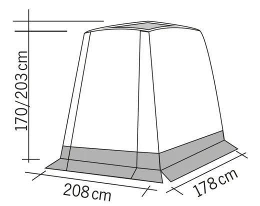 Heckzelt TRAPEZ für Caddy Grundfläche B208xT178cm