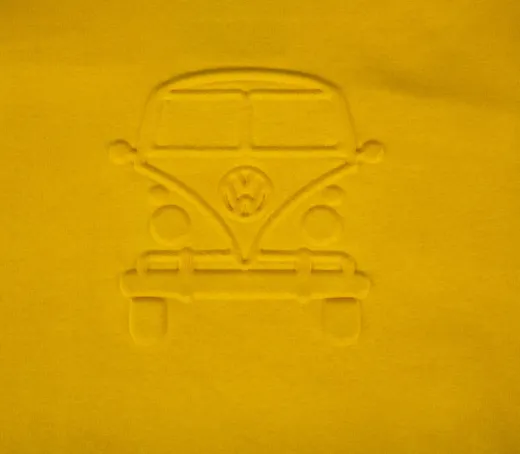 Kapuzenpullover VW Bulli, Größe S, gelb, 65% Baumwolle/35% Polyester
