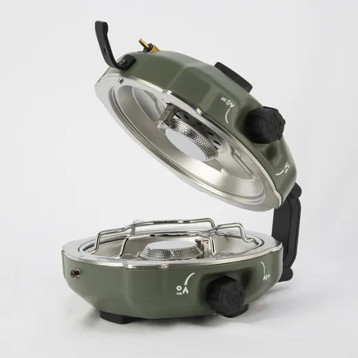 Klappbarer Camping-Gaskocher FLAP 2 COOK Farbe: Matt-Grün