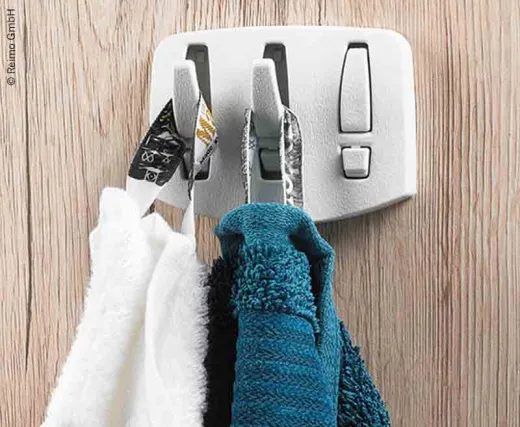 Klapphaken mit 3 ein-/ausklappbaren Haken, lichtgrau