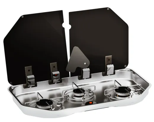 Kocher 3-fl ammig rechteckig, FC1363, mit 2-teiliger Glasabdeckung