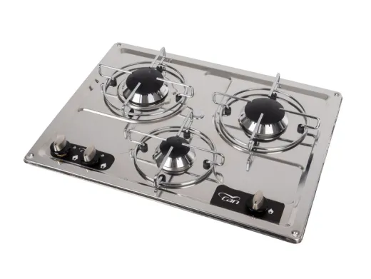 Kocher 3-flammig Edelstahl B47 x T36 x H4+9 cm