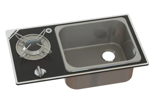 Kocher-Spülen-Kombination - 1-flammig mit Sicherheitsglas