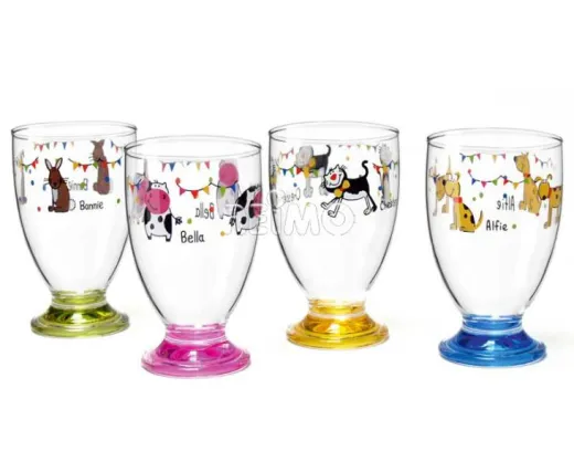 Kunststoff Gläser für Kinder Charlie + Friends, 4x170ml, Druck + farbige Füße