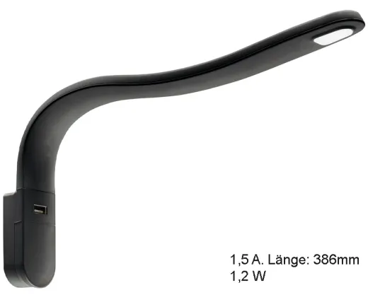 LED-Schwanenhalsleuchte schwarz, silikonummantelt