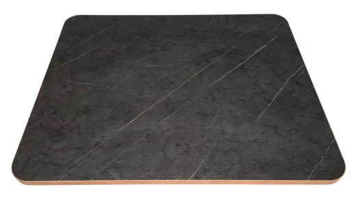 Leichtbau-Tischplatte - Oberseite Marmor-Optik - Unterseite weiß matt - Kanten Eiche-Optik - Mittel