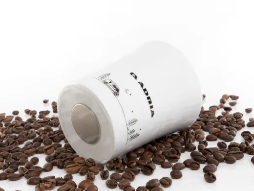 Magnet-Porzellan-Tassen mit Aufdruck inklusive 2 Metall-Nano-Gel-Pads in schwarz