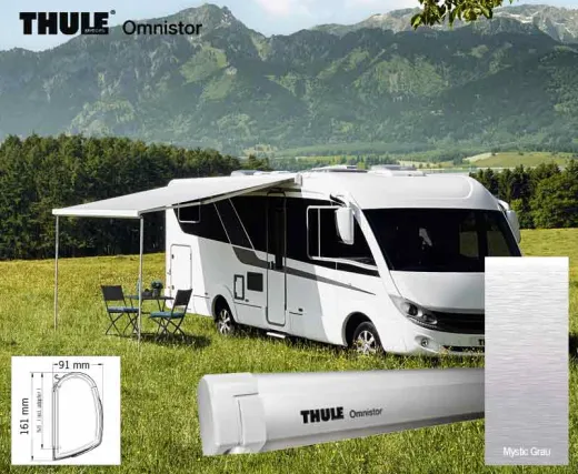 Markise Omnistor 5200 motorisiert 12V, eloxiert, 3,55m Tuch Mystic Grey