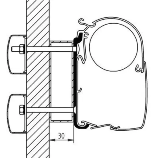 Markisen-Adapter für Omnistor 5200, 8000, 4900 ab 2010 für Eden/ Alegro