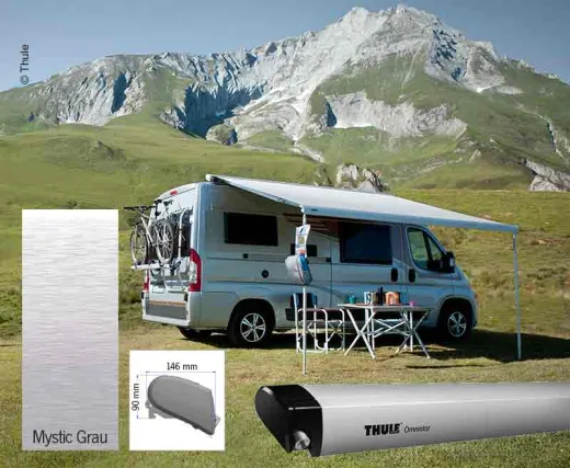 Markisen-Set Omnistor 6300 4m, Gehäuse eloxiert, Kappen: schwarz