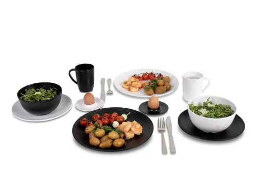 Melamin-Eierbecher-Set Lund - 4-teilig - Schwarz