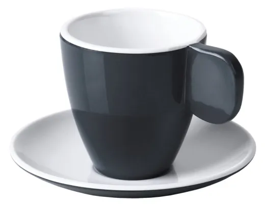 Melamin Espresso-Tassen, 2er-Set, anthrazit/weiß, 2 Tassen + 2 Untertassen