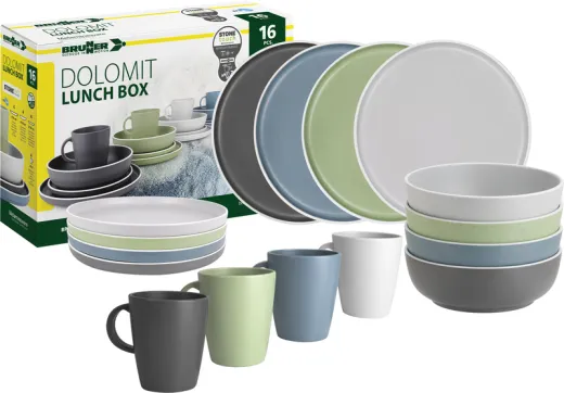 Melamin-Geschirr-Set Dolomit - 16-teilig - Für 4 Personen