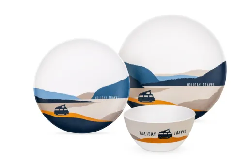 Melamin Geschirr-Set Spirit, 6-tlg, für 2 Pers.,Holiday Travel, matt