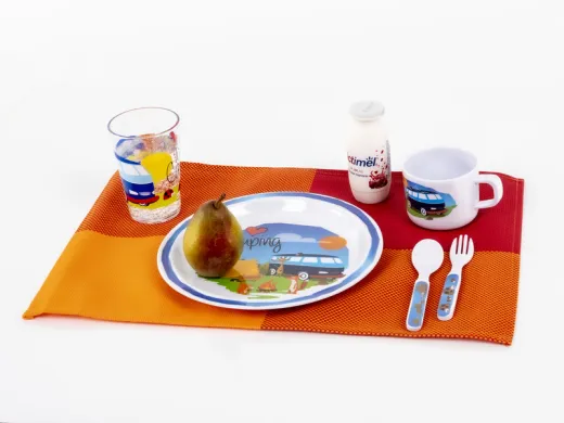 Melamin Kindergeschirr-Set 5-teilig, Motiv: "We love Camping"