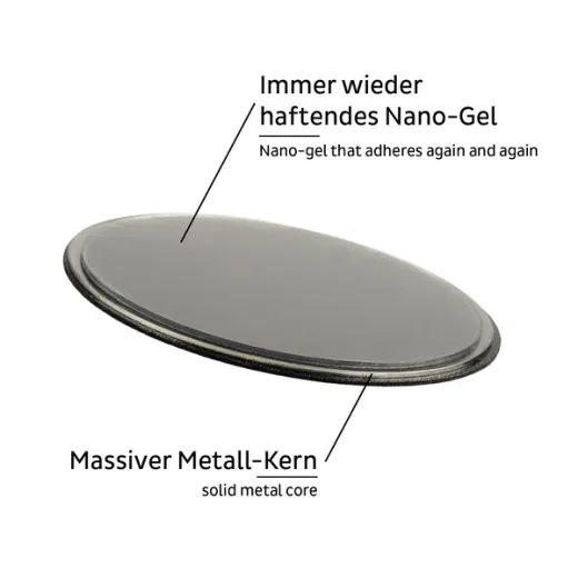 Metall-Pad 'SUPERSTRONG' Ø8cm black, magnetisch, Neodym-Magnet, 1 Stk. Aus massivem Metall