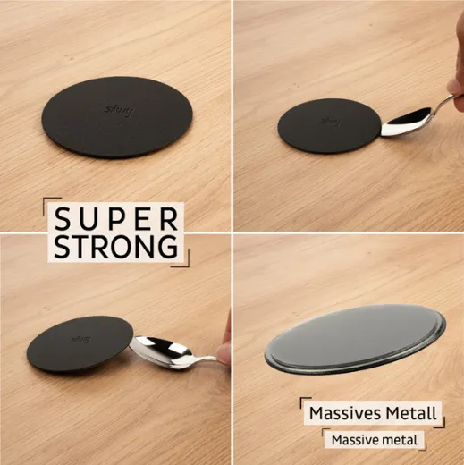 Metall-Pad 'SUPERSTRONG' Ø8cm black, magnetisch, Neodym-Magnet, 1 Stk. Aus massivem Metall