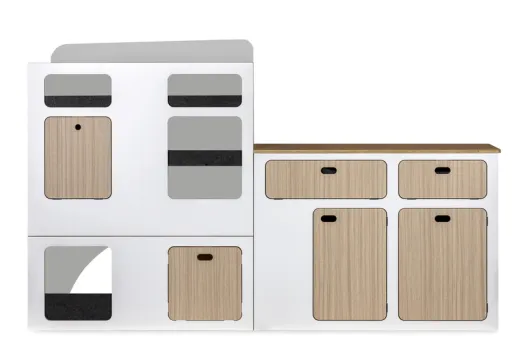 Modulare Fullsize-Möbelzeile zur Selbstmontage - perfekt für VW T5/T6/T6.1 Kurzradstand