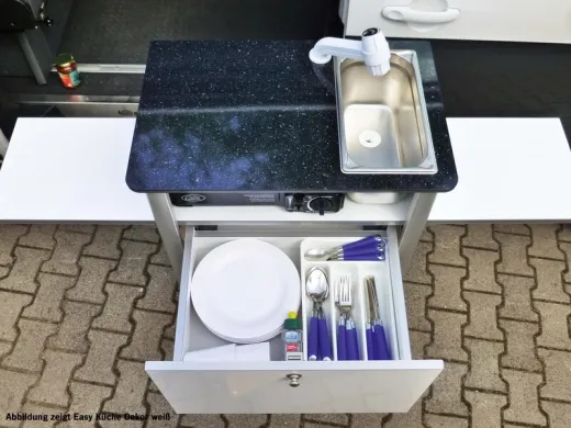 Multifunktionales Küchenteil „EASY- KÜCHE” - Mattschwarz, Montage links