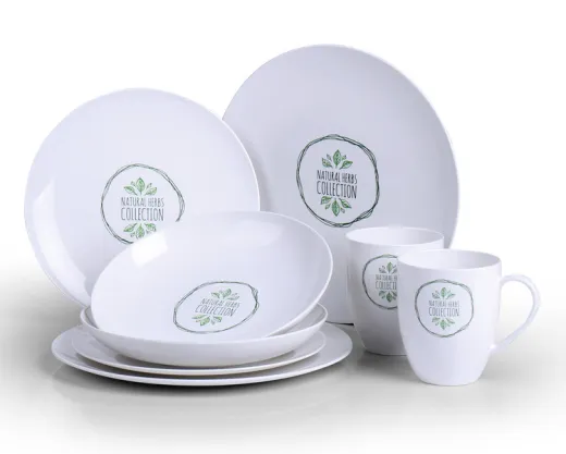 PLA Geschirr NATURE 8-teilig, für 2 Personen, Mikrowllengeeignet