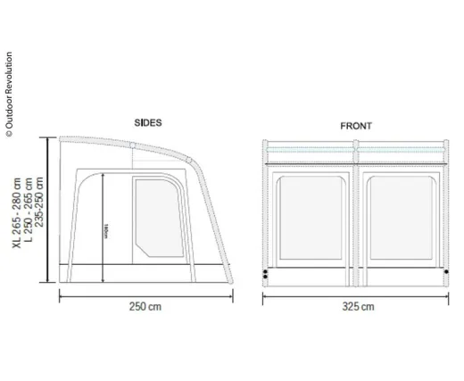 Premium Vorzelt von Outdoor Revolution, Anbauhöhe 265-280 cm