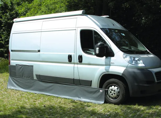 Reisemobilschutz, Windblende, Schutzplane, Bodenschürze