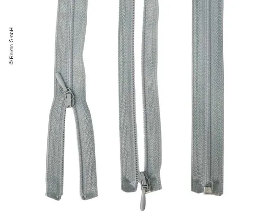 Reißverschluss 90cm, teilbar - aushakbar, grau, Kunststoff