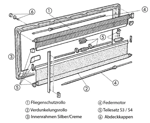 S3/4 Fenster-Ersatzteil Teilesatz lichtgrau RAL7035