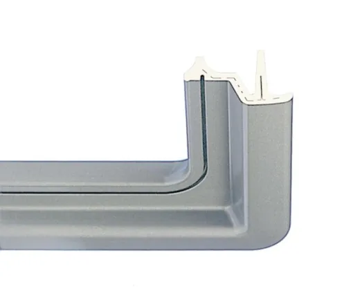 S4-Außenrahmen 700x300 lichtgrau RAL7035, Scharnierleiste silber