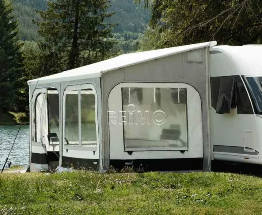 Safari Panorama 450cm für Omnistor 5200. Schwarz/Silber, Anbauhöhe M = 230-244