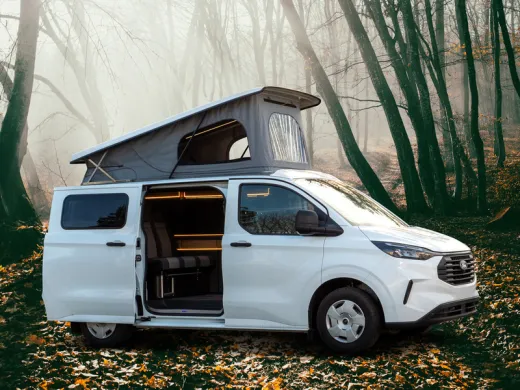 Schlafdach Ford Custom V710 L1 - Vorne hoch - Open-Sky-Zeltbalg - Normal - Weiß - Mit LED